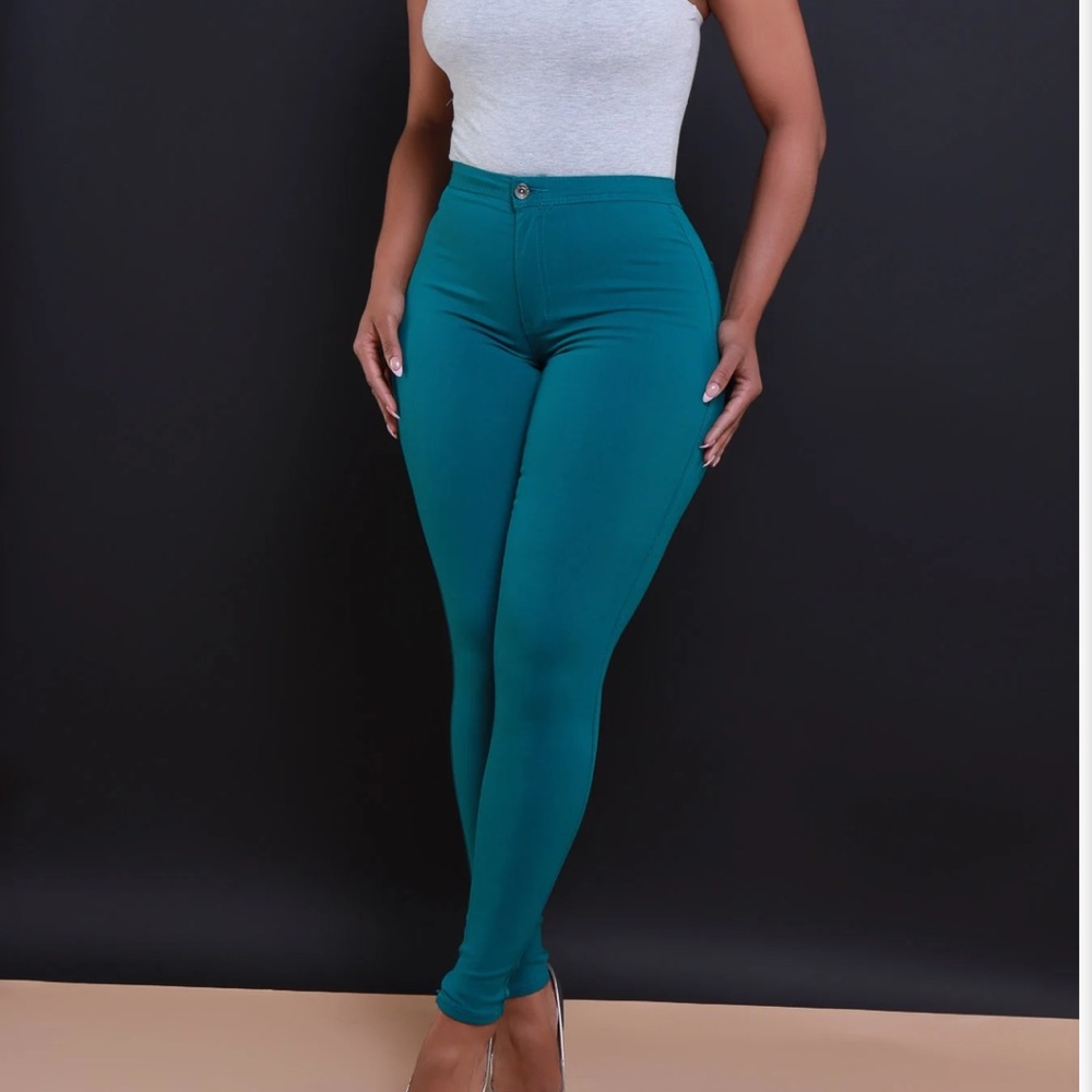 Super Swank High Waist Stretchy Jeans - Dark Teal